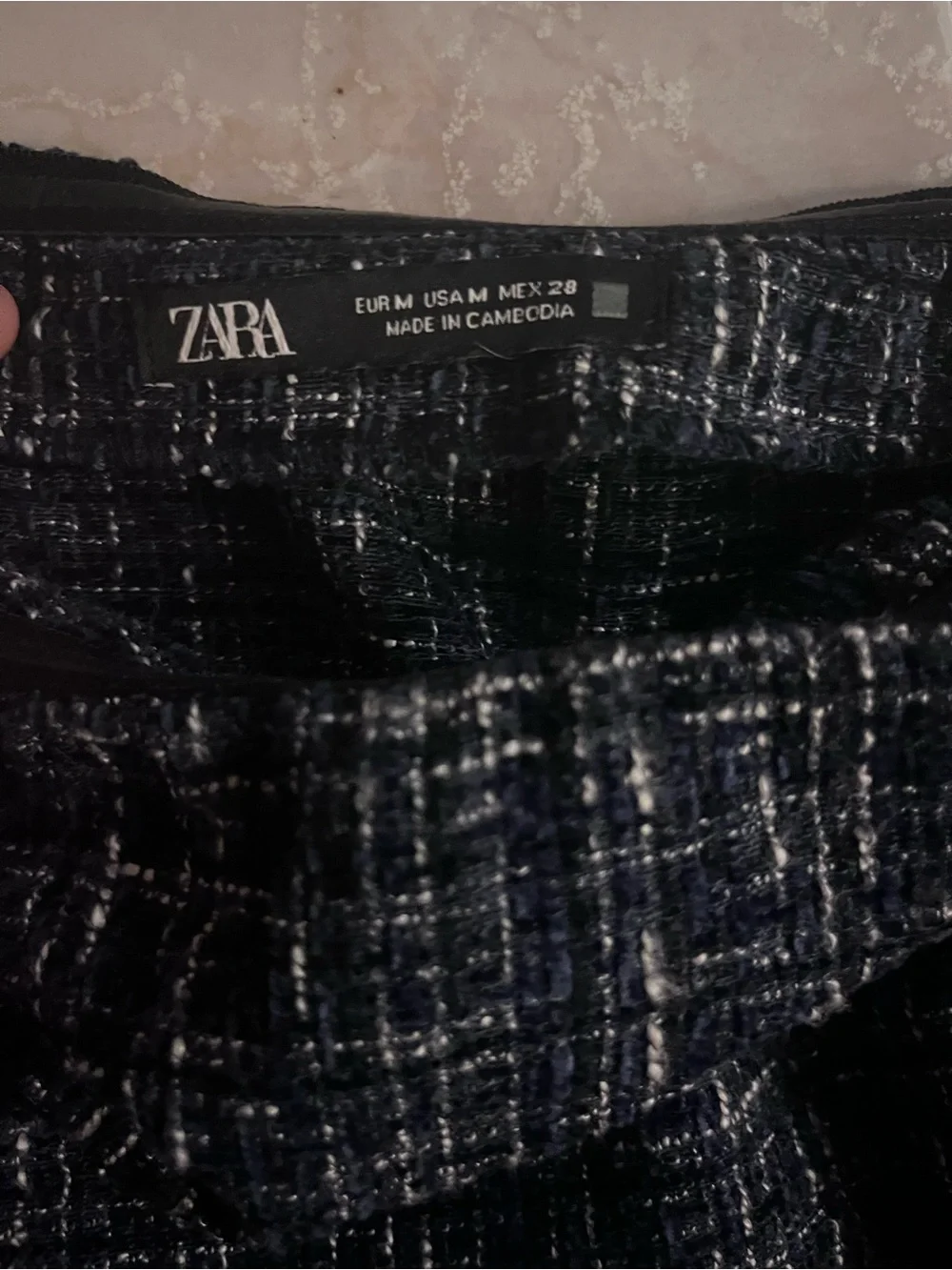 Zara Black and White Tweed Cropped Jacket